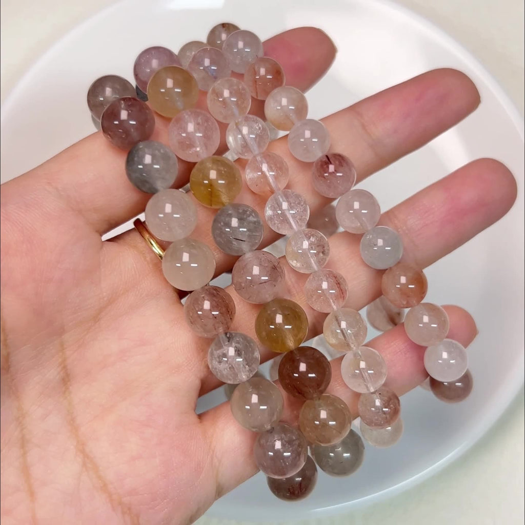 カラフルなウサギの毛皮 ブレスレット 6~12mm